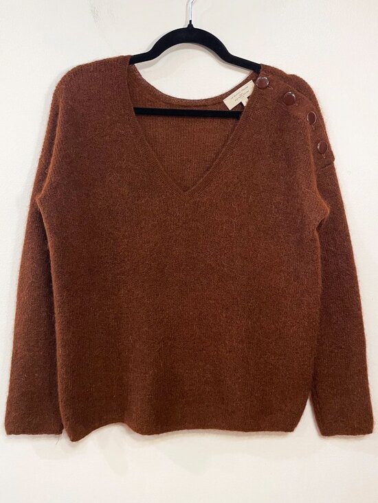 Sezane Sweaters - Last Call! EUC Sezane Nelson Mohair Alpaca V-Neck Sweater Rust Brown Small